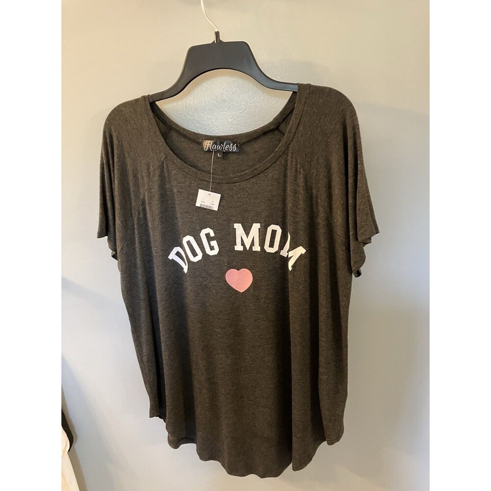 Flawless Dog Mom Tee Shirt Gray Size Large NWT